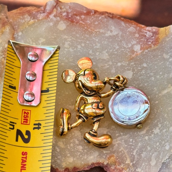 A Collectible Mickey Mouse Holding a Dangling Napier Clock Brooch - Picture 7 of 13